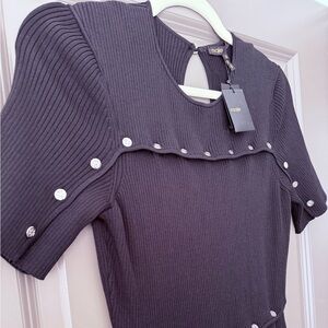 NWT Maje Ribbed Dress with Silver Button Details